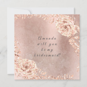 Invitación ¿Serás Mi Rosa De Novias Oro Wreath Grungy?