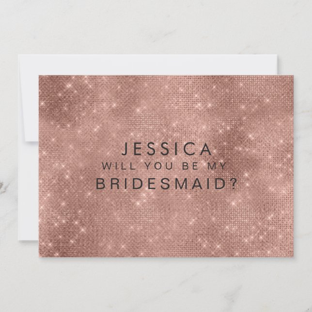 Invitación ¿Serás Mi Rosa De Novias Purpurina De Oro Glam? (Anverso)