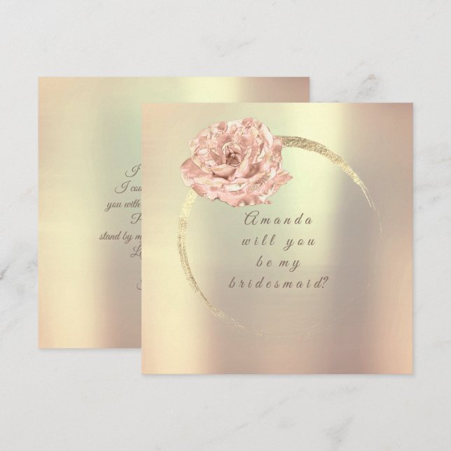 Invitación ¿Serás Mi Rosa De Oro De La Novia? (Anverso / Reverso)