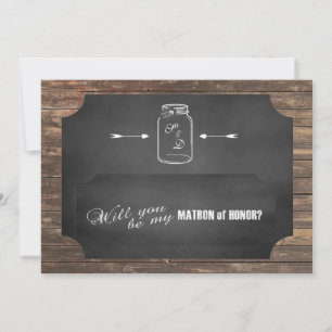 Invitación ¿Serás mi señoría de honor? Rustic Mason Jar