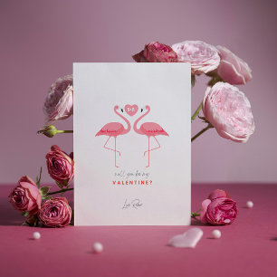 Invitación Serás Mi Valentín, Flamingo Blanco Rosa