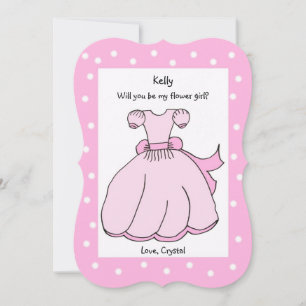 Invitación ¿Serás Mi Vestido Rosa De Flor?