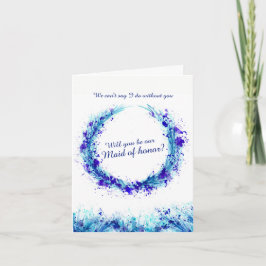 Invitación ¿Serás nuestra dama de honor en azul de boda?