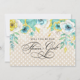 Invitación ¿Serás nuestra niña de las flores? Acuarela floral