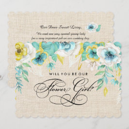 Invitación ¿Serás nuestra niña de las flores? Floral acuarela