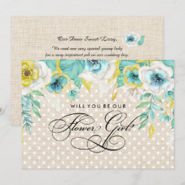 Invitación ¿Serás nuestra niña de las flores? Floral acuarela