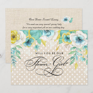 Invitación ¿Serás nuestra niña de las flores? Floral acuarela
