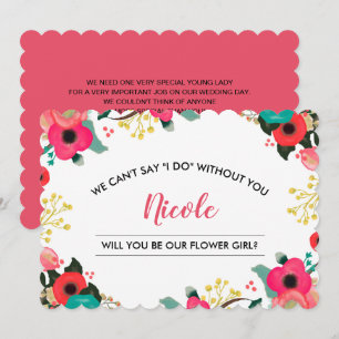 Invitación ¿Serás nuestra niña de las flores? Floral Moderna