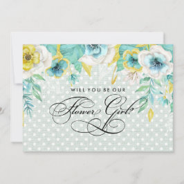 Invitación ¿Serás nuestra niña de las flores? Menta Floral Ar