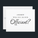 Invitación ¿Serás Nuestro Oficiante | Boda Cásanos<br><div class="desc">Tarjeta personalizada de oficiante de boda con un fondo blanco tradicional que se puede cambiar a cualquier color,  y una plantilla de "¿serás nuestro oficiante?" en la parte delantera con el texto "Amor AÑADA EL NOMBRE DE LA PAREJA" en la parte trasera.</div>