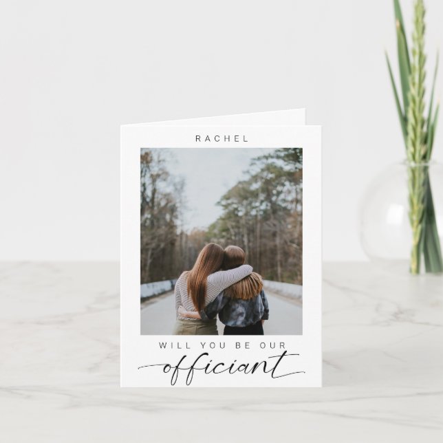Invitación ¿Serás nuestro Oficiante Mínimo Foto Moderna (Anverso)