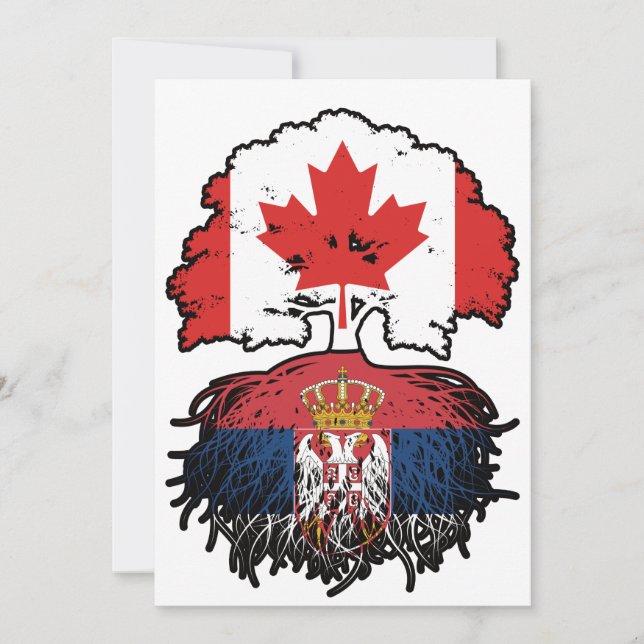 Invitación Serbia Bandera de raíces de árbol canadiense serbi (Anverso)