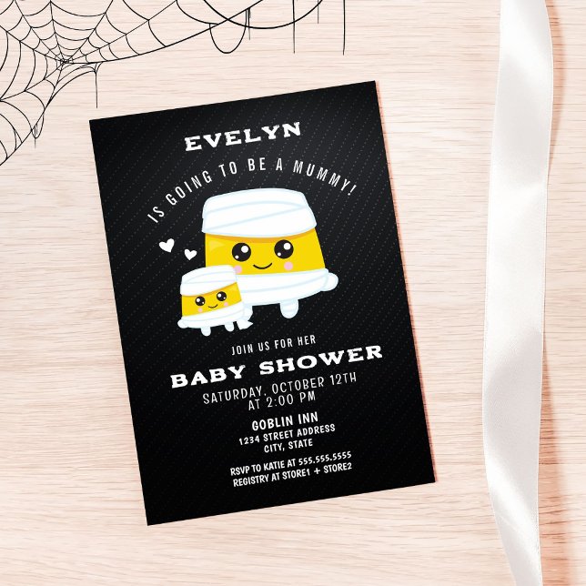 Invitación Seré un Baby Shower de Halloween momia (Subido por el creador)