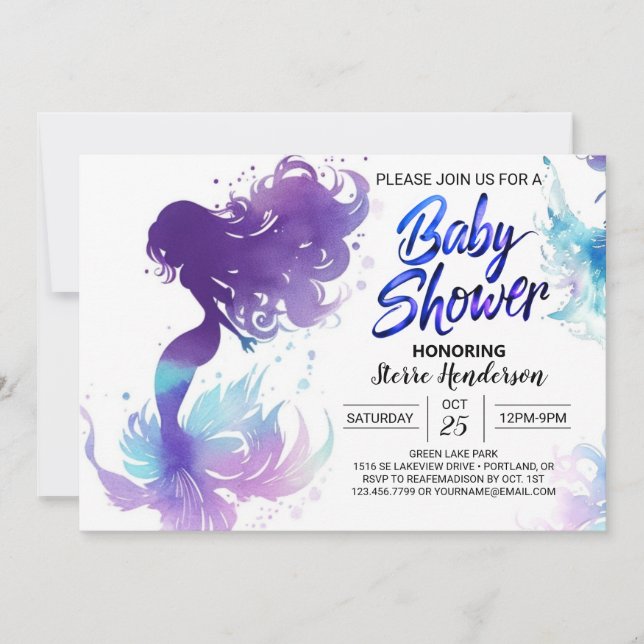Invitación Serenade de conchas marinas: Baby Shower de sirena (Anverso)
