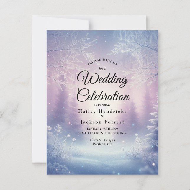 Invitación Serenata de Bodas de Nevada de Invierno de Lavanda (Anverso)
