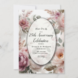 Invitación Serenata Floral de Peonía y Rosa con Tono Rosado S
