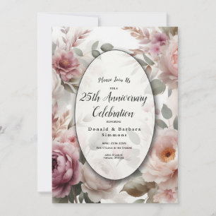 Invitación Serenata Floral de Peonía y Rosa con Tono Rosado S