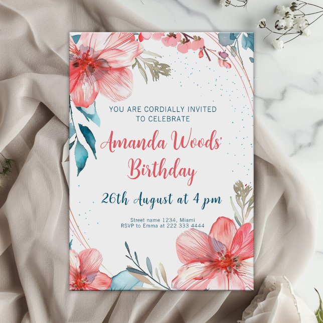 Invitación Serene Blossom Charm Celebración del Cumpleaños (Subido por el creador)
