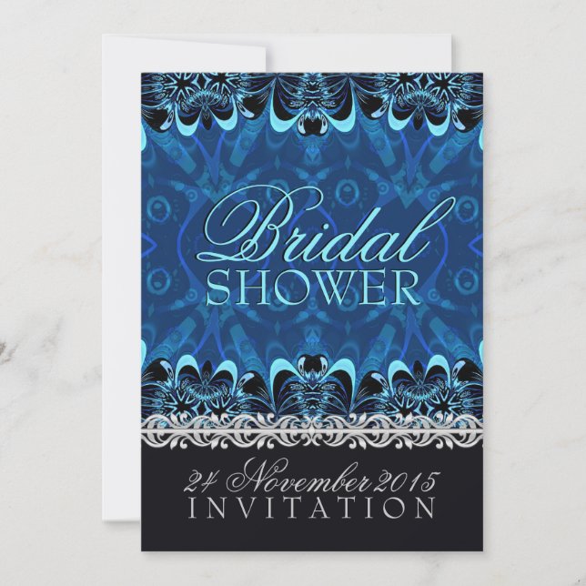 Invitación Serene Blue Eastern Tribal Batik Bridal Shower (Anverso)