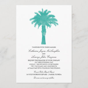 Invitación Serene Palm Tree Watercolor   BODA