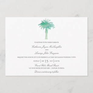 Invitación Serene Palm Tree Watercolor   BODA
