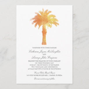 Invitación Serene Palm Tree Watercolor   BODA