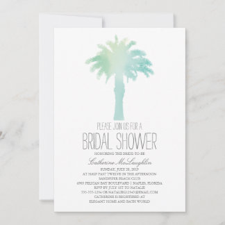 Invitación Serene Palm Tree Watercolor | Ducha de novia