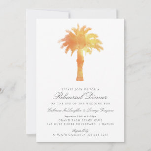 Invitación Serene Palm Tree Watercolor   Ensayo Boda