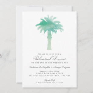 Invitación Serene Palm Tree Watercolor   Ensayo Boda
