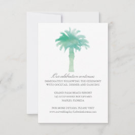 Invitación Serene Palm Tree Watercolor | Recepción