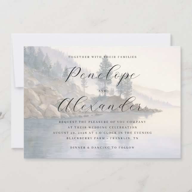 Invitación Serene Pastel Watercolor Landscape (Anverso)