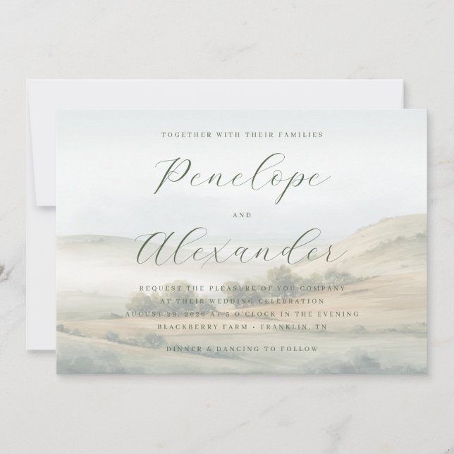 Invitación Serene Pastel Watercolor Landscape (Anverso)
