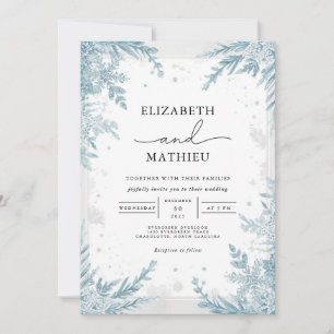 Invitación Serene Sky Blue Winter Boda Botánico