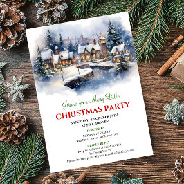 Invitación Serene watercolor Christmas scene festive city  