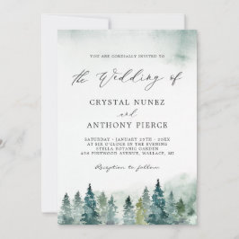 Invitación Serene Winter Forest Pine Trees Boda