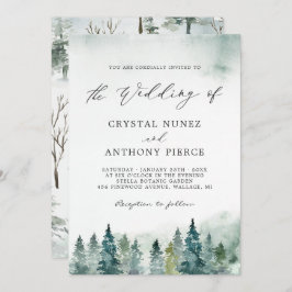 Invitación Serene Winter Forest Pine Trees Boda