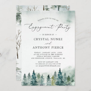 Invitación Serene Winter Forest Pine Trees Engagement Party