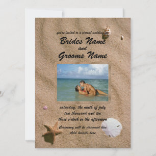 Invitación Serenidad de playa con Boda virtual fotográfico