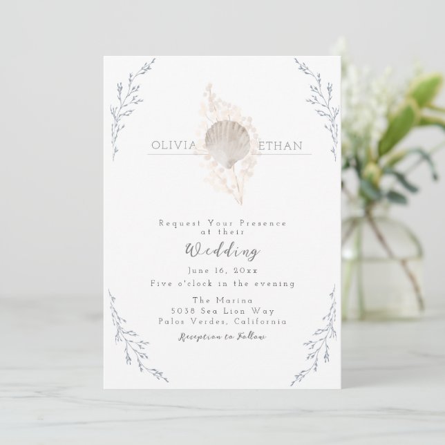 Invitación Serenidad del Boda del Mar (Anverso de pie)