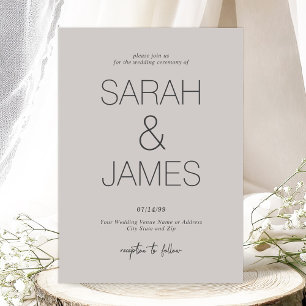 Invitación Serenidad Dusty Linen Minimal Typography Boda