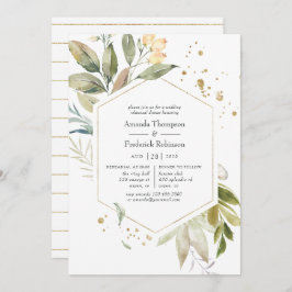 Invitación Serenity Greeneration Geometric Rehearsal Dinner