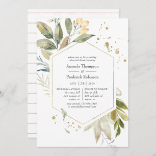 Invitación Serenity Greeneration Geometric Rehearsal Dinner
