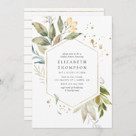 Invitación Serenity Greenery Geometric Bridal Shower