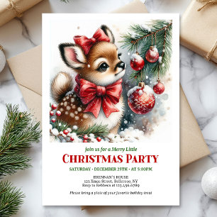 Invitación Sereno bebé ciervo acuarela Navidad niños invitaci