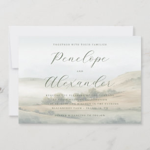 Invitación Sereno paisaje de acuarela en tonos pastel