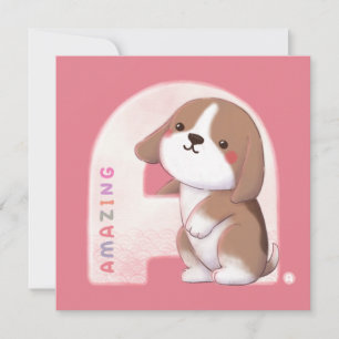 Invitación Serie Alphabet: "A" Ilustracion Beagle asombroso