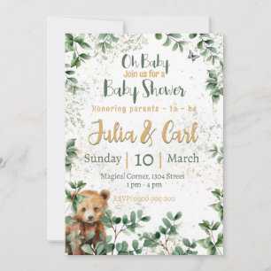 Invitación serie de baby shower Woodland 02 