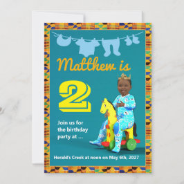 Invitación Serie de cumpleaños de Kente Azul