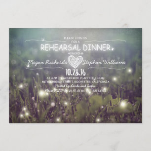 Invitación serie de luces luciérnagas cena de ensayo rústico