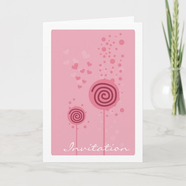 Invitación Serie Swirls - Rosa (Anverso)